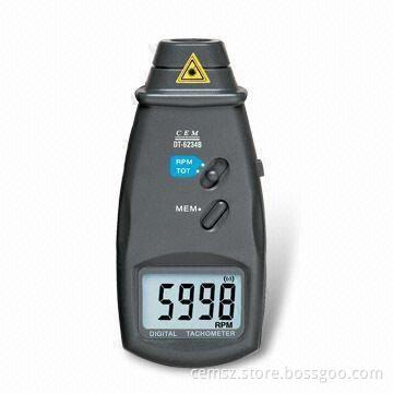 High Accuracy Digital Tachometer with Large 99,999-count LCD Display and Built-in Memory